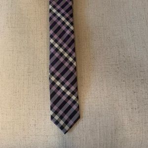 Purple and black plaid skinny tie